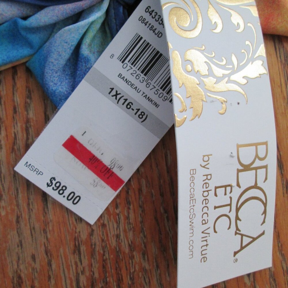 BECCA ETC Plus‎ Size Tankini Water Color Print NWT Sz 1X - Picture 7 of 11